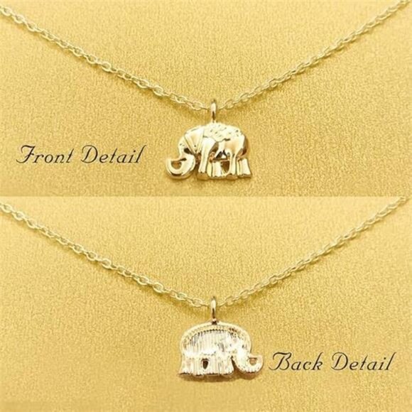 Elephant Pendant Necklace – “Lucky Us” Friendship & Memory Jewelry Minimalist - Picture 5 of 7